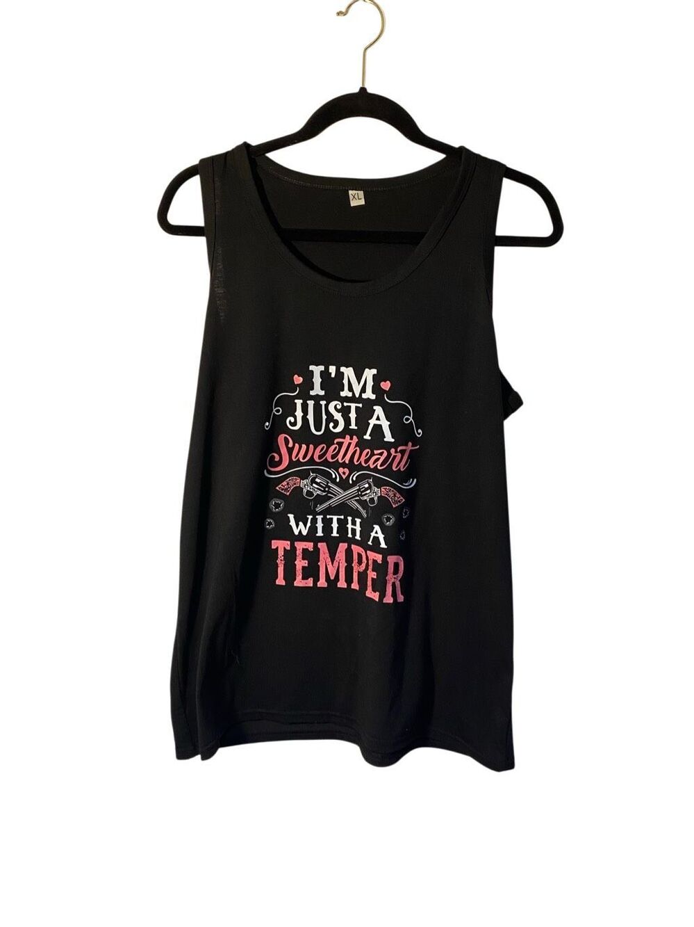 I’m just a sweetheart with a temper, black tank top, XL
